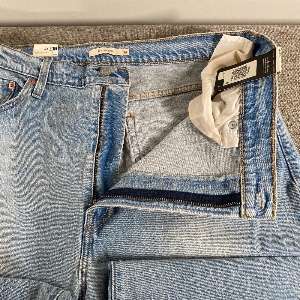 Levi's Premium Ribcage Bell Jeans Women's 34 High Rise Blue 70s Hippie NWT - Picture 5 of 15